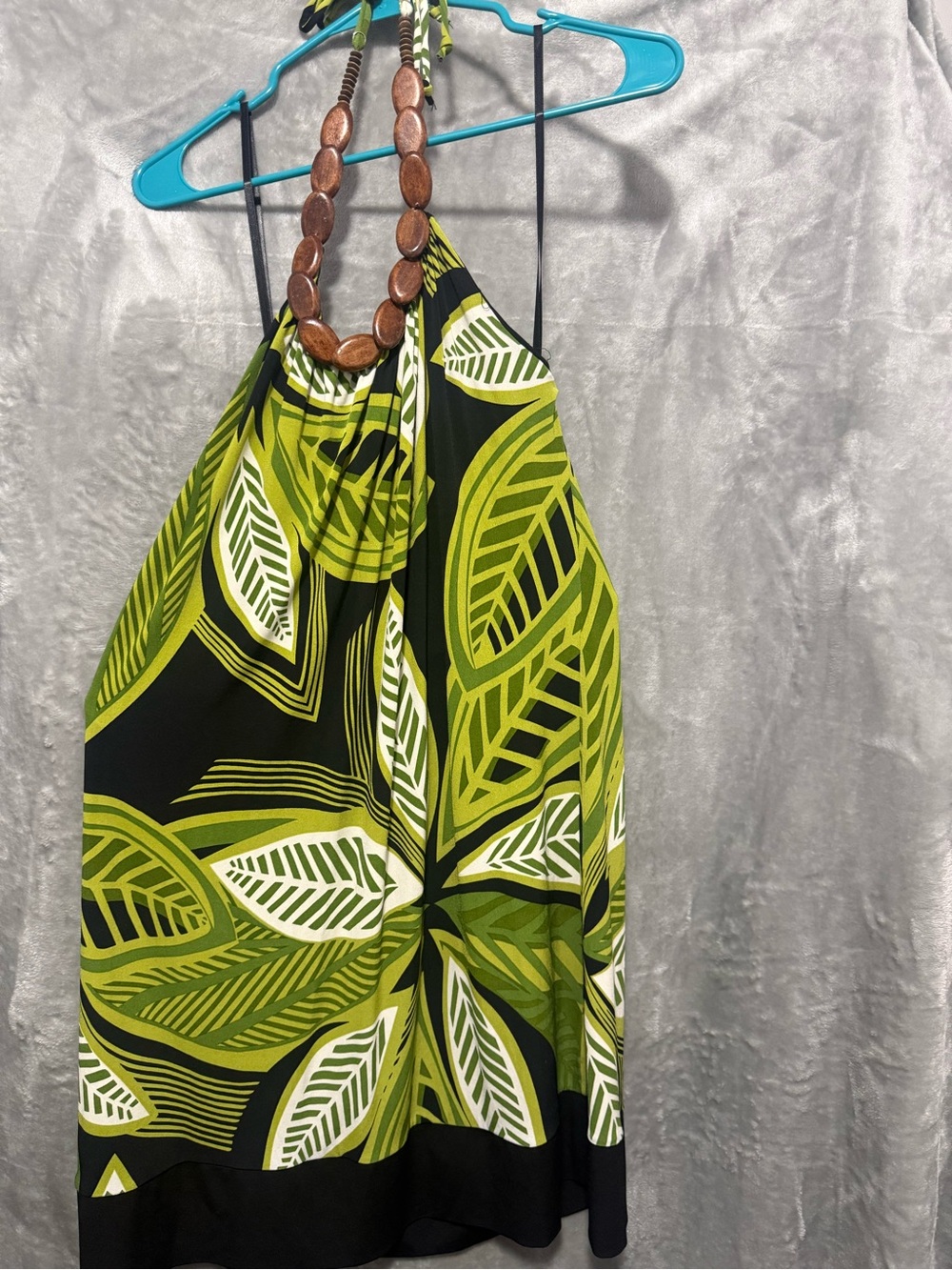 Apt. 9 Green Black Leaf Print Halter Dress